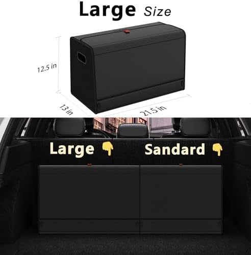 GMQ Car Trunk Organizer for SUV,Car Organizers and Storage with Collapsible Storage, Magnetic Lid Large Capacity for SUV, Truck, MPV (Carbon Black, L-21.5×13×12.5 IN) - Image 2