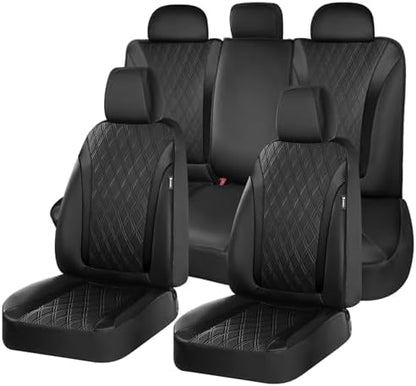 FLORICH Seat Covers Full Set, Leather Seat Covers for Cars, Waterproof Car Seat Protector Breathable, Front and Rear Seat Covers for Cars, Automotive Seat Covers Universal Fit for Most Car SUV Truck by FLORICH