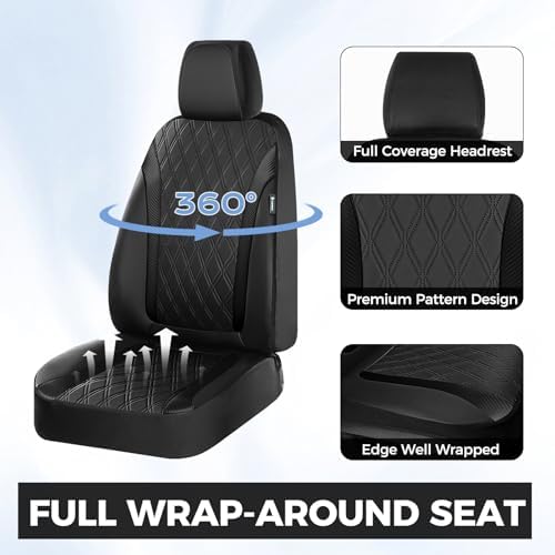 FLORICH Seat Covers Full Set, Leather Seat Covers for Cars, Waterproof Car Seat Protector Breathable, Front and Rear Seat Covers for Cars, Automotive Seat Covers Universal Fit for Most Car SUV Truck - Image 4