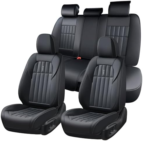 FLORICH Seat Cover, Car Seat Covers Full Set, Waterproof Leather Car Seat Protector 5 Seats, Front and Rear Seat Covers for Cars, Automotive Seat Covers Protector Fit for Most Cars Trucks SUV - Black by FLORICH