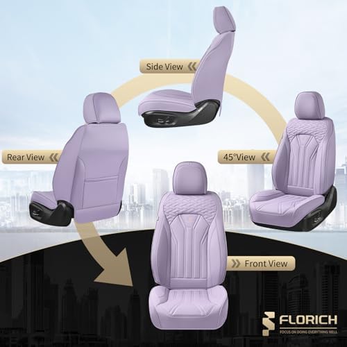 FLORICH Leather Seat Covers Full Set Purple Car Seat Cover Full Coverage Seat Covers Front Seats and Rear Waterproof Car Seat Cushion Protector Universal Fit for Most Cars Trucks SUVs - Image 6