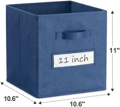 Storage Bins,11 Inch Cube Storage Bin with Labels,6pcs,Navy Blue - Image 3