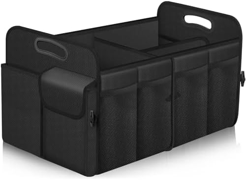 Femuar Car Trunk Organizer, Trunk Storage Organizer with 72L Large Capacity Waterproof Collapsible and 11 Pockets, Trunk Organizer for Suv/Jeep/Sedan, Large Size, Black by GuangzhouTailinTechnologyCo