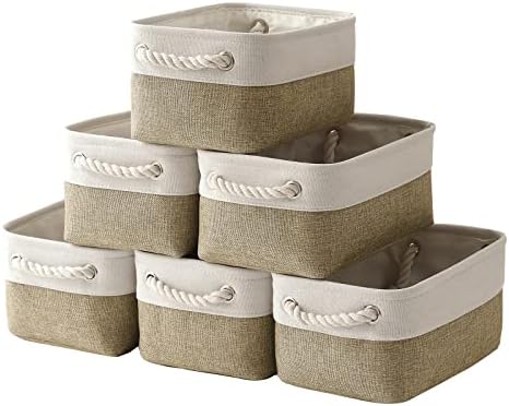Small Storage Baskets for shelves,Fabric Storage Baskets for closet,rectangular Collapsible baskets for organizing clothes,books,gifts by Sacyic