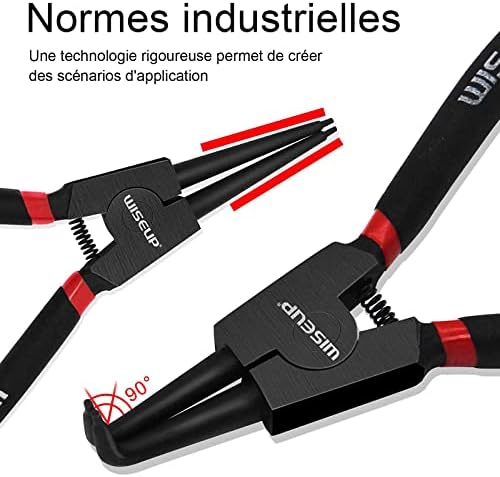 WISEUP Circlip Pliers 7 inch, Bent Internal Tips (Tip Diameter 1/20") Snap Ring Pliers Heavy Duty for C Clip Remover Retaining - Image 3