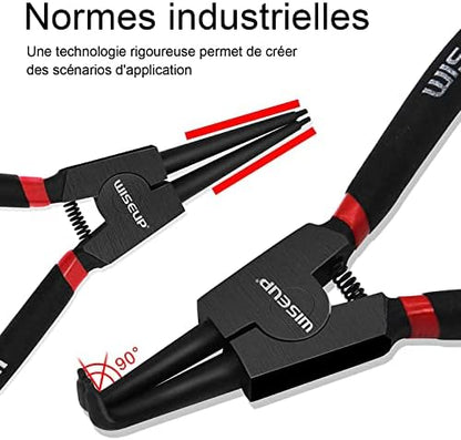 WISEUP Circlip Pliers 7 inch, Bent Internal Tips (Tip Diameter 1/20") Snap Ring Pliers Heavy Duty for C Clip Remover Retaining - Image 3