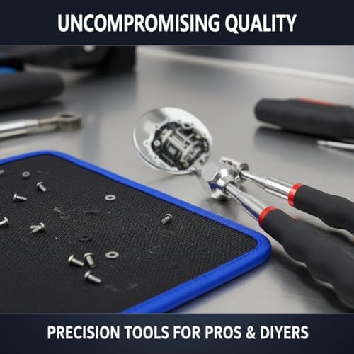 4-Piece Magnetic Tool Mat Set in 3 Sizes & 55LB, Tool Pad with PVC Layer, Non-Slip Parts Organizer includes Telescoping Pickup Tools & Inspection Mirror for Garage Workshop Auto Repair - Image 4
