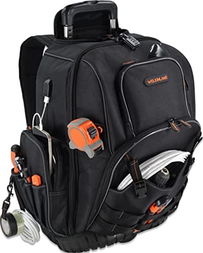 WELKINLAND 72Pockets Rolling Tool backpack, Tool Bag Backpack With Wheels by WELKINLAND