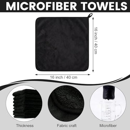 Tallew 60 Pcs Black Microfiber Towels: 16"x16" Microfiber Drying Towels Bulk Micro Fiber Car Cleaning Cloth for Cars Drying Washing Polishing Cleaning Household Supplies - Image 4