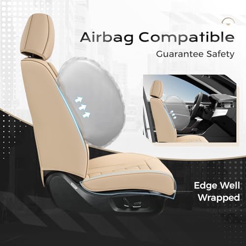 Coverado Car Seat Covers, Front Covers for Cars, Car Seat Cover Front Seats, Automotive Seat Cover, Waterproof, Leather Car Seat Cushion, Universal Interior Covers Seat Protectors for Most Cars - Image 3