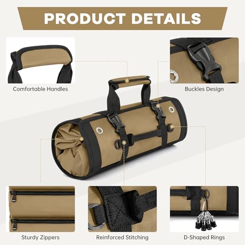 ANILD 15.5 Inch Extra Long Tool Bag Roll Up, Roll Up Tool Bag Organizer - Image 6