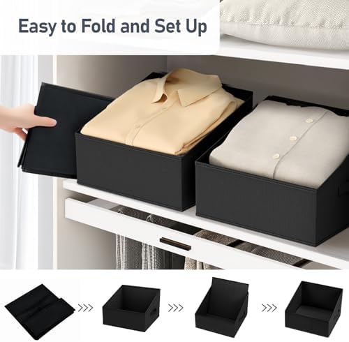 DIMJ Closet Storage Bins 12 Pack - Fabric Storage Baskets for Shelves, Collapsible Clothes Organizer with Handles, Trapezoid Shelf Organization Storage Cubes for Purse, Toys, Books, Towel, Clothes - Image 4
