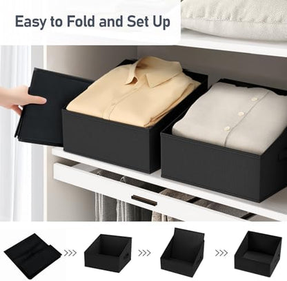 DIMJ Closet Storage Bins 10 Pack - Fabric Storage Baskets for Shelves, Collapsible Clothes Organizer with Handles, Trapezoid Shelf Organization Storage Cubes for Purse, Toys, Books, Towel, Clothes - Image 4