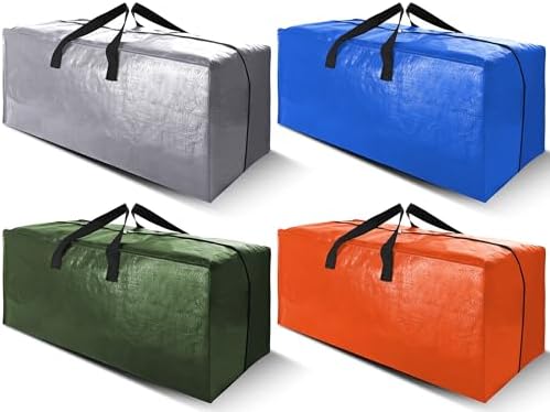 Cosy Family 4 Pack Heavy Duty Extra Large Moving Bags with Backpack Straps - Strong Handles & Zippers, Storage Totes For Space Saving, Fold Flat, Alternative to Moving Box (Set of 4, Multicolored) by Cosy+Family