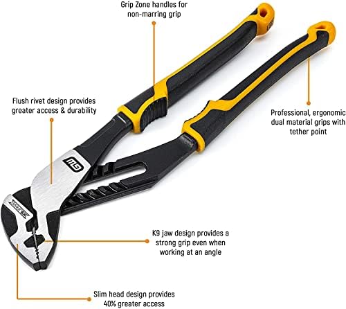GEARWRENCH 8", 10”, & 12” PITBULL K9 Straight Jaw Dual Material Tongue and Groove Pliers Set - 82205CAZ - Image 2
