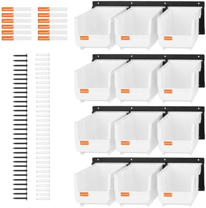 12pc Wall-Mounted Storage Organizer Set with Metal Rails White by LEADLOONG