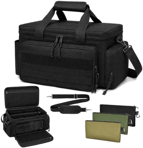 15-Inch Tool Bag Multi-purpose Tool Organizer Bag with 3 Tool Pouches and Adjustable Shoulder Strap，Tactical Range Bag,Work Tote Electricians, Carpenters, Repairmen, Handymen (Black) by Unknown