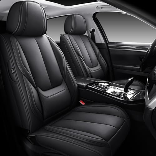 MINGBRON Seat Covers, Car Seat Covers Front Seats, Car Seat Cover, Car Seat Protector Waterproof, Car Seat Cushion Nappa Leather, Black Seat Covers Carseat Cover Universal Fit for Most Cars by MINGBRONCARSEATCOVER