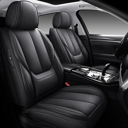MINGBRON Seat Covers, Car Seat Covers Front Seats, Car Seat Cover, Car Seat Protector Waterproof, Car Seat Cushion Nappa Leather, Black Seat Covers Carseat Cover Universal Fit for Most Cars by MINGBRONCARSEATCOVER