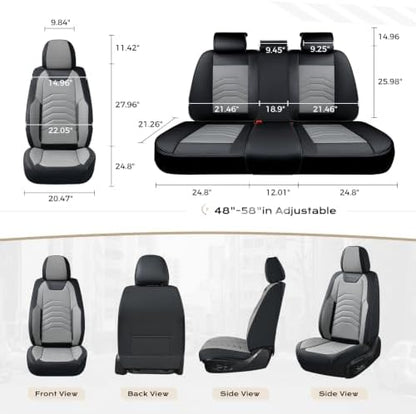 Coverado Front Seat Covers, Leather Car Seat Covers Luxury Automotive Seat Covers for Cars, Waterproof Car Seat Protectors Car Seat Cushion Universal Fit for Most Cars Trucks SUV Vehicles, Black&Gray - Image 4