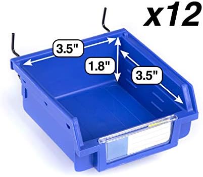 Pegboard Bins - 12 Pack Blue - Hooks to Any Peg Board - Organize Hardware, Accessories, Attachments, Workbench, Garage Storage, Craft Room, Tool Shed, Hobby Supplies, Small Parts - Image 2
