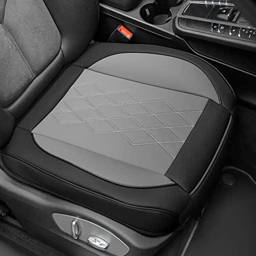 JOJOBAY Leather Car Seat Cover,Bottom Seat Covers for Cars,Front Seat Protector,Fit for 95% of Vehicles - Padded,Anti-Slip,Premium Leather(1 PC,Grey Two Tone) by JOJOBAY