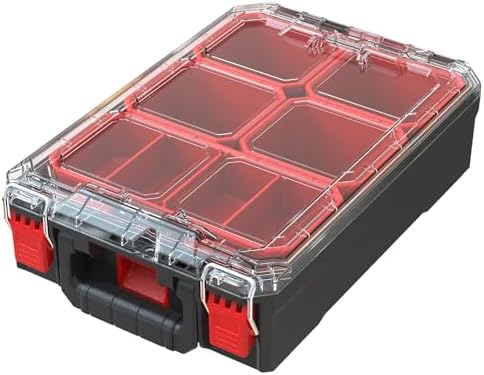 Tools Organizer, Small Parts Storage Toolbox, 9.3 * 14.6 * 4.8" Durable Hardware Box Storage, with Removable Inner Cups by DuraSys