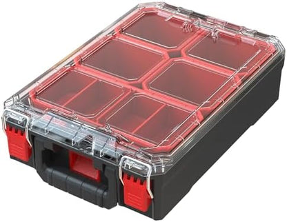 Tools Organizer, Small Parts Storage Toolbox, 9.3 * 14.6 * 4.8" Durable Hardware Box Storage, with Removable Inner Cups by DuraSys