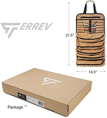 Terrev Tool Roll Up Bag - 18oz Heavy Duty Canvas - Motorcycle Tool Roll Pouch with 17 Pockets, Multi-Purpose Wrench Tool Organizer for Electrician - Image 6