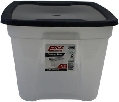 Edge Plastics Classic Storage Tote, durable storage in for home or garage with secure snap lid designed for stacking (6, Clear with Ink Lid, 5 Gallon) - Image 2
