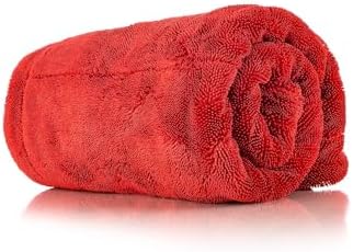 The Rag Company - The 1500 - Heavy Duty Car Drying Towel; Perfect for Trucks, Commercial Vehicles, RVs, Boats, and More; Premium 70/30 Blend Twist Loop Design, 1500gsm, 30in x 30in, Red by TheRagCompany
