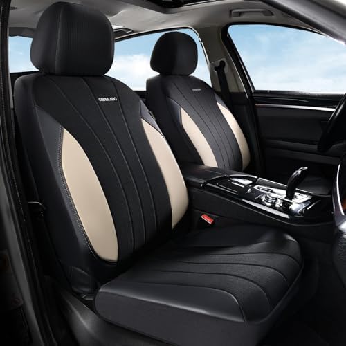 Coverado Car Seat Covers Full Set, Waterproof Automotive Seat Protectors 5 Seats,Beige Driver Protectors Universal Fit for SUVs, Trucks, Sedans,Car Accessories - Image 2