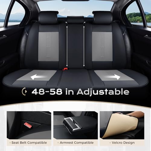 Coverado Car Seat Covers Full Set, Front Seat Covers with Lumbar Support and Back Seat Cover Waterproof Leather Automotive Seat Cover, Universal Car Interior Protectors Cushion for Most Cars - Image 6