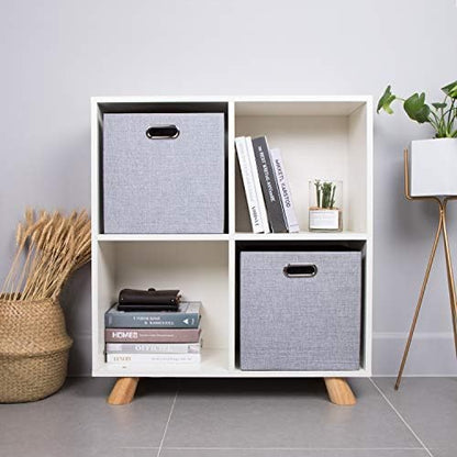Thicker Fabric Storage Cubes 13 inch Collapsible Storage Bins for Organization, Cubby Storage Boxes for Organizing Shelf Cabinet Bookcase, 2pcs, Sliver Grey - Image 6