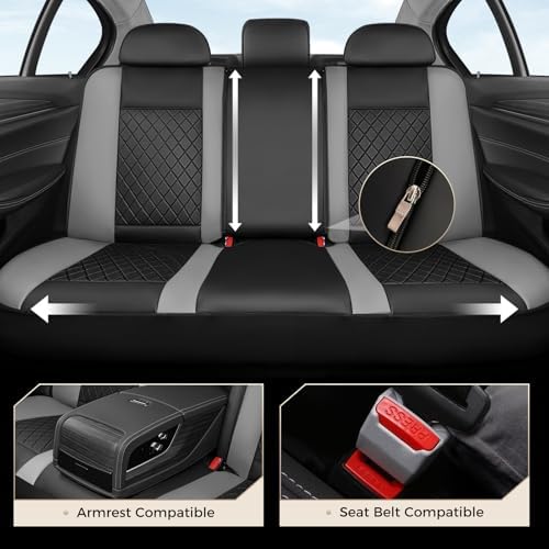 Coverado Car Seat Covers Full Set, Automotive Leather Seat Covers for Car，Universal Fit Front Back Seat Cover, Non-Slip Waterproof Breathable Car Seat Protector - Image 6