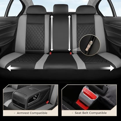 Coverado Car Seat Covers Full Set, Automotive Leather Seat Covers for Car，Universal Fit Front Back Seat Cover, Non-Slip Waterproof Breathable Car Seat Protector - Image 6