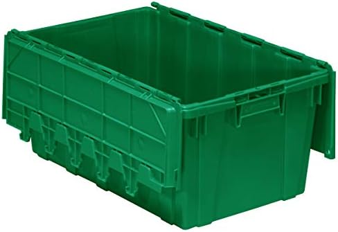 Buckhorn AR2717120204000 Industrial Plastic Stackable Storage KeepBox Tote Container with Hinged Attached Lid, 27-Inch L x 17-Inch W x 12-Inch H, Green by Akro-Mils