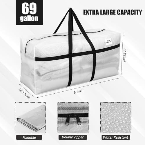 Windyun 4 Pack 69 Gallon Extra Large Moving Bags XXL Heavy Duty Storage Bag - Image 3