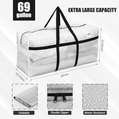 Windyun 4 Pack 69 Gallon Extra Large Moving Bags XXL Heavy Duty Storage Bag - Image 3