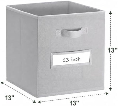 Storage Bins,13" Cube Storage Bin with Labels,10pcs,Light Grey - Image 3