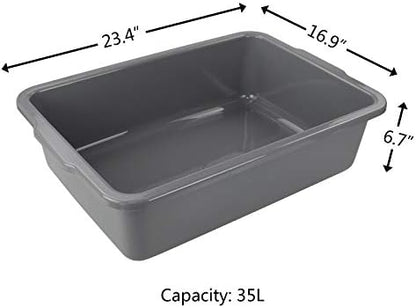 4-Pack Large Plastic Bus Box, Commercial Tote Box, 32 L, Grey - Image 2