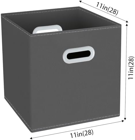 Yunkeeeper storage bins Cubes, Fabric Cube Organizer with Handle, Foldable Cube Bins for Cloth or Accessary Storage, 11x11x11, Set of 3,(Gray) - Image 2