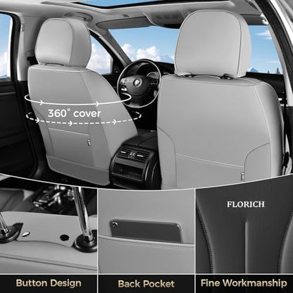 FLORICH Front Car Seat Covers, Leather Seat Covers for Cars, Waterproof Car Seat Protectors 2 Pack, Front Seat Covers for Cars, Automotive Seat Covers Protector Fit for Most Sedans SUV Pick-up Truck - Image 2