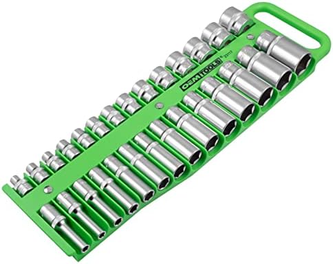 OEMTOOLS 23117 3/8" Drive Portable Magnetic Socket Organizer Tray, Magnetic Socket Holders Organizers For Tool Box, Shop, Or Garage, Holds Up To 28 Tools, Metric/SAE, Green by OEMTOOLS