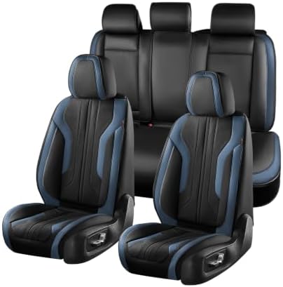 Coverado Car Seat Covers Full Set, Seat Covers for Cars, Front Seat Covers and Back Seat Cover Waterproof Leather Automotive Seat Cover, Universal Car Interior Protectors Cushion for Most Cars by COVERADOAUTO