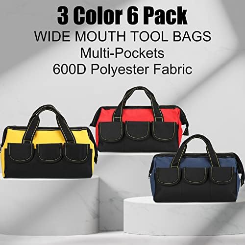 Silkfly 6 Pcs Tool Bag Zipper Waterproof Bottom,13 Inch,Blue Red Yellow - Image 4