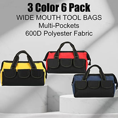 Silkfly 6 Pcs Tool Bag Zipper Waterproof Bottom,13 Inch,Blue Red Yellow - Image 4