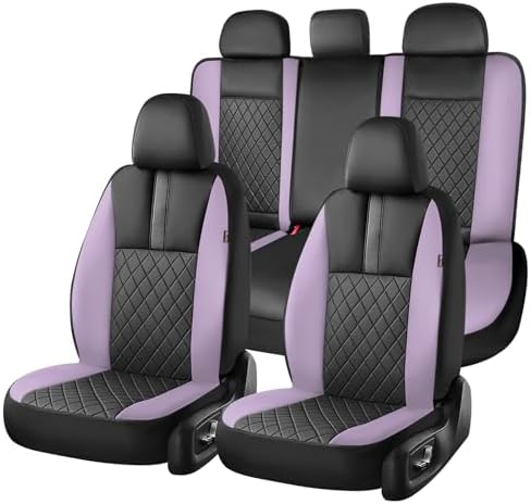 Coverado Car Seat Covers Full Set, Automotive Leather Seat Covers for Car，Universal Fit Front Back Seat Cover, Non-Slip Waterproof Breathable Car Seat Protector by COVERADOAUTO