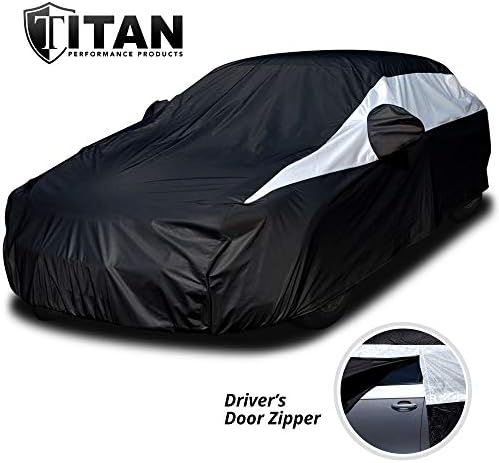 Titan Jet Black Poly 210T Car Cover for Large Sedans 203-212". Waterproof, UV Protection, Scratch Resistant, Driver-Side Zippered Opening. Fits Avalon, XTS, 6-8 and More. - Image 2