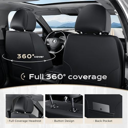 Coverado Car Seat Covers Front Seats, 2-Pack Black Seat Covers for Cars, Waterproof Nappa Leather Car Seat Covers for Cars, Car Seat Protector Car Seat Cushion Universal Fit for Most Cars Truck SUV - Image 4